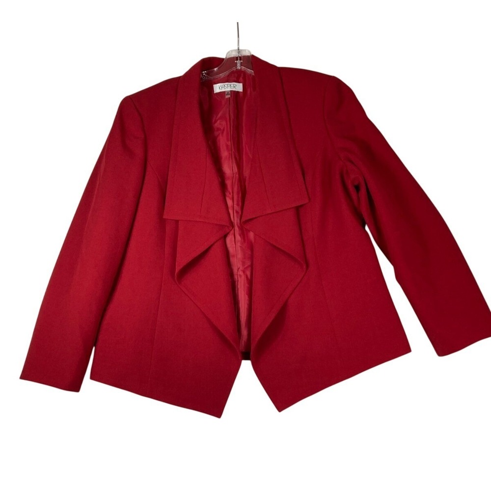 Kasper Women's Red Open Front Stylish Jacket Blazer Career Size 18